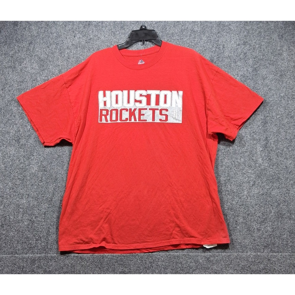 Majestic Houston Rockets NBA Red Graphic T-Shirt‎ Mens 2XL Short Sleeve Cotton